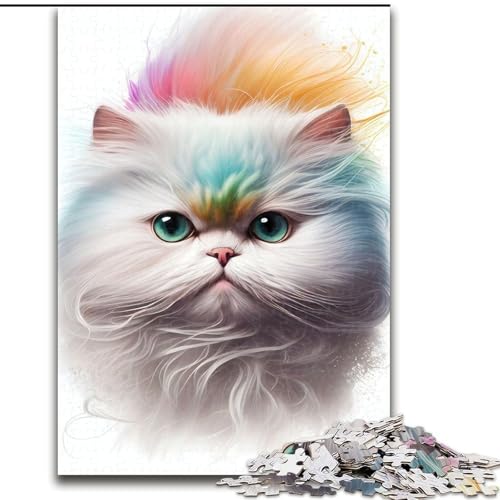 Puzzle für Erwachsene, 1000 Teile, Katze, abstraktes Tiergesicht, Puzzle aus Pappe, Geburtstage, Weihnachten, Halloween, Erntedankfest, Ostern, 1000 Teile(26x38cm) von MrChunlong