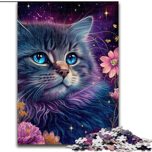 Puzzle für Erwachsene, 1000 Teile, Katzen- und Blumen-Neon-Puzzle aus Pappe, pädagogische Aktivität zur Verbesserung kognitiver Fähigkeiten, 1000 Teile(26x38cm) von MrChunlong