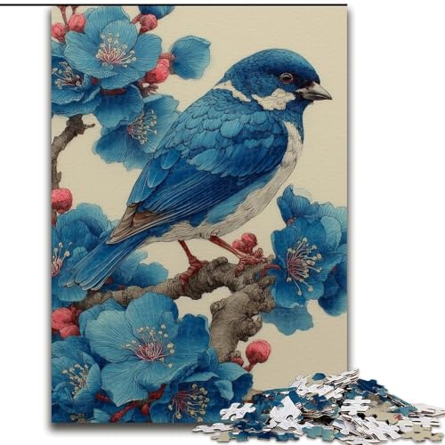 Puzzle für Erwachsene, 1000 Teile, Kleiner Blauer Vogel, anspruchsvolles Spiel und Familienspiel mit vollständig ineinandergreifenden, zufällig geformten Teilen (Größe 26x38cm) von MrChunlong