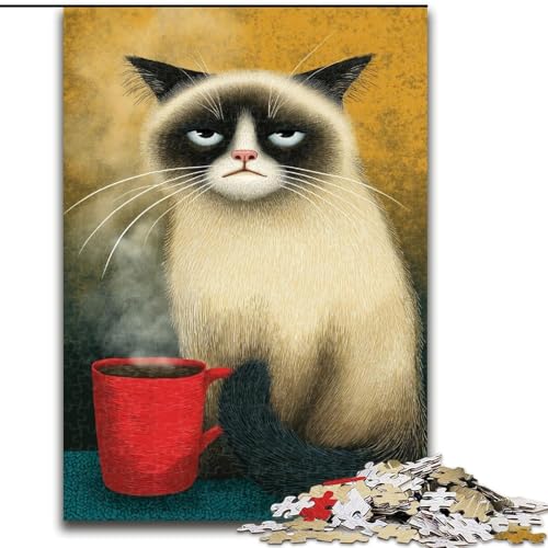 Puzzle für Erwachsene, 1000 Teile, Kunstkatze, hilft dem Gehirn, süchtig machendes Spielzeug zu trainieren, um Geduld zu fördern und das Gedächtnis zu verbessern (Größe 50x75cm) von MrChunlong