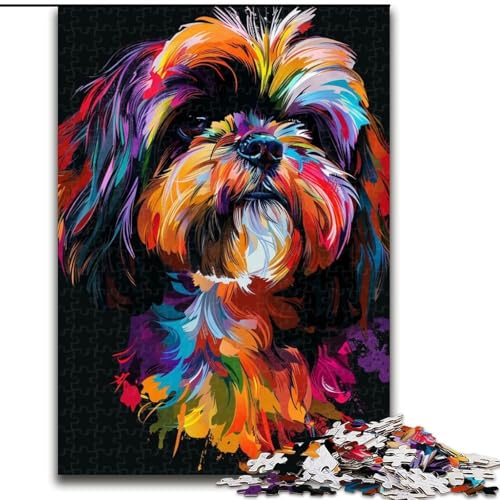 Puzzle für Erwachsene, 1000 Teile, Lhasa Apso-Hund, Kunstpuzzle aus Pappe, entwickelt Hand-Auge-Koordinationsfähigkeiten, 1000 Teile(26x38cm) von MrChunlong
