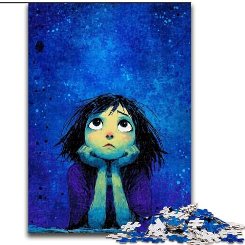 Puzzle für Erwachsene, 1000 Teile, Mädchen schaut in den Himmel, anspruchsvolles Spiel und Familienspiel mit vollständig ineinandergreifenden, zufällig geformten Teilen (Größe 26x38cm) von MrChunlong