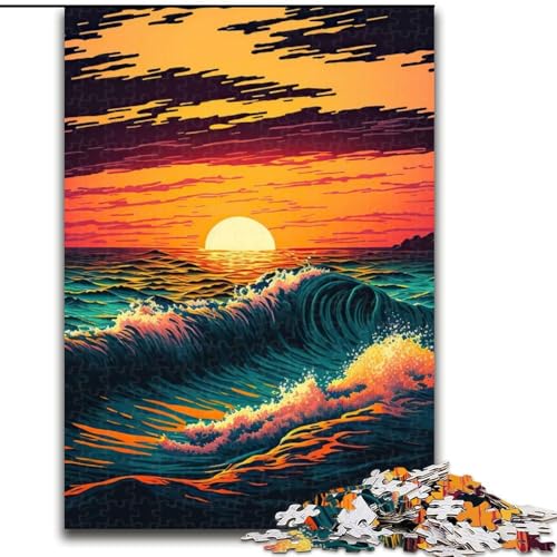 Puzzle für Erwachsene, 1000 Teile, Meereswellen aus Holz, perfekte DIY-Kunstdekoration oder Geburtstagsgeschenk, 50x75cm, Spaß für die ganze Familie, Basteln, perfekt für Geburtstage, Feiertage von MrChunlong