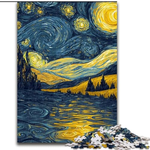 Puzzle für Erwachsene, 1000 Teile, Nachthimmel, Van Gogh, Spiele, Spielzeug, Geschenk, einzigartige Geburtstags- und Geschenkideen für Kinder ab 14 Jahren (Größe 26x38cm) von MrChunlong