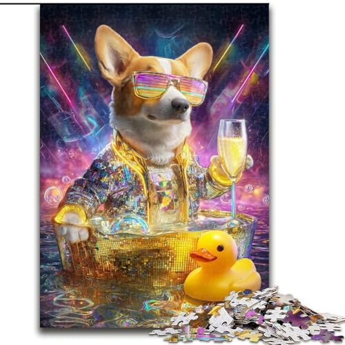 Puzzle für Erwachsene, 1000 Teile, Neon Corgi, anspruchsvolles Spiel und Familienspiel mit vollständig ineinandergreifenden, zufällig geformten Teilen (Größe 50x75cm) von MrChunlong