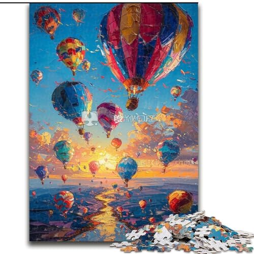 Puzzle für Erwachsene, 1000 Teile, Ölgemälde mit Heißluftballon, anspruchsvolles Spiel und Familienspiel mit vollständig ineinandergreifenden, zufällig geformten Teilen (Größe 50x75cm) von MrChunlong