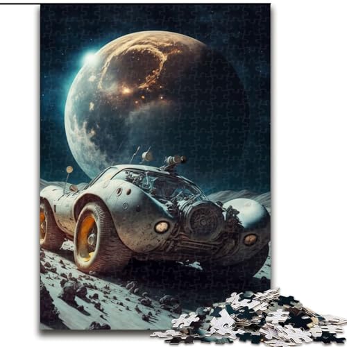 Puzzle für Erwachsene, 1000 Teile, Oldtimer-Auto auf dem Mond, aus Pappe, Geburtstage, Weihnachten, Halloween, Thanksgiving, Ostern, 1000 Teile(26x38cm) von MrChunlong