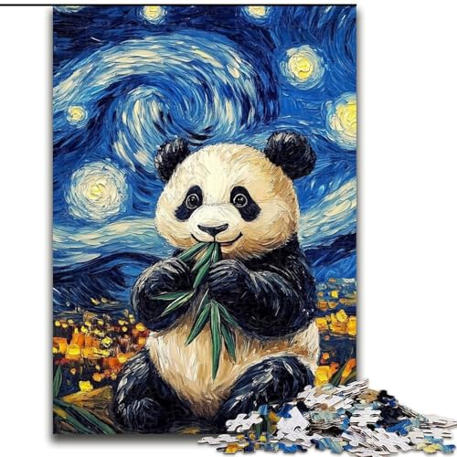 Puzzle für Erwachsene, 1000 Teile, Panda am Nachthimmel, anspruchsvolles Spiel und Familienspiel mit vollständig ineinandergreifenden, zufällig geformten Teilen (Größe 26x38cm) von MrChunlong