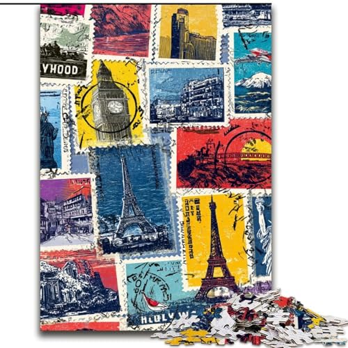 Puzzle für Erwachsene, 1000 Teile, Paris-Collage, anspruchsvolles Spiel und Familienspiel mit vollständig ineinandergreifenden, zufällig geformten Teilen (Größe 50x75cm) von MrChunlong
