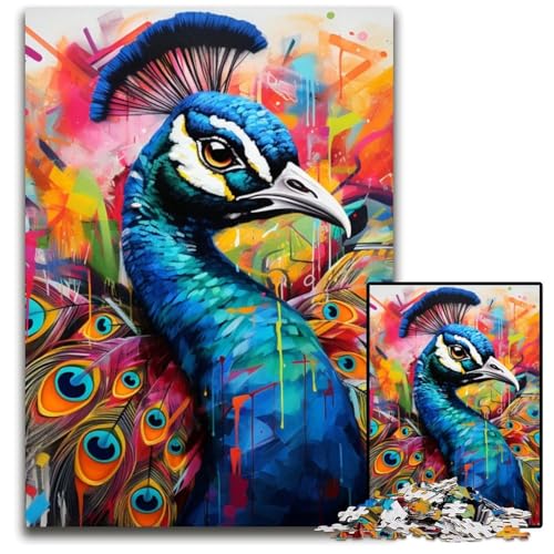 Puzzle für Erwachsene, 1000 Teile, Pfauen-Graffiti, unmögliches Puzzle für Erwachsene, ideal für Familienspaß, Entspannung, 50x75cm/19,68x29,52 Zoll Puzzle für Erwachsene, 1000 Teile, Pfauen-Graffiti, unmögliches Puzzle für Erwachsene, ideal für Familienspaß, Entspannung, 50x75cm/19,68x29,52 Zoll von MrChunlong