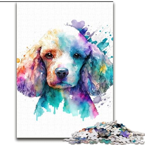 Puzzle für Erwachsene, 1000 Teile, Pudelhund, Aquarell-Puzzle aus Holz, anspruchsvolles Denkspiel für Teenager und Familien, 1000 Teile(50x75cm) von MrChunlong
