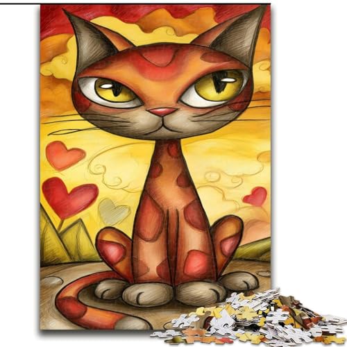Puzzle für Erwachsene, 1000 Teile, Puzzle Art Cat, Lernspielzeug für Erwachsene, ganze Familie ab 14 Jahren (Größe 26x38cm) von MrChunlong