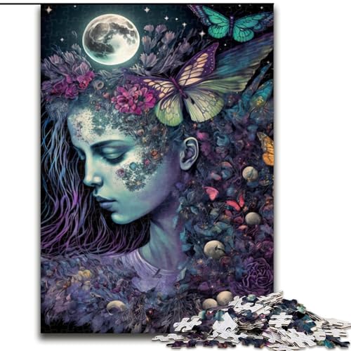 Puzzle für Erwachsene, 1000 Teile, Rose, schönes Mädchen, Puzzle aus Pappe, perfekt für Halloween, Weihnachten, Geburtstagsgeschenk, 1000 Teile(26x38cm) von MrChunlong
