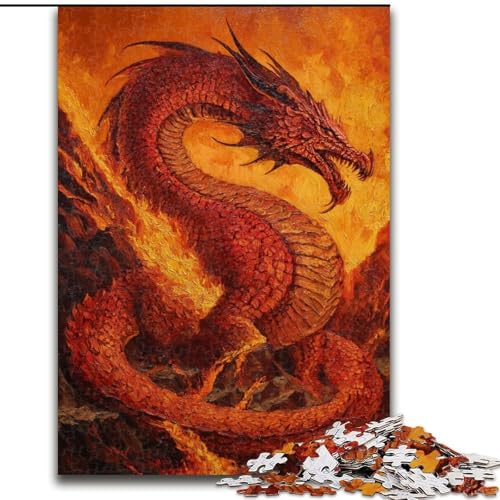 Puzzle für Erwachsene, 1000 Teile, Roter Drache, Familienunterhaltungsspielzeug, ganze Familie, ab 14 Jahren (Größe 50x75cm) von MrChunlong