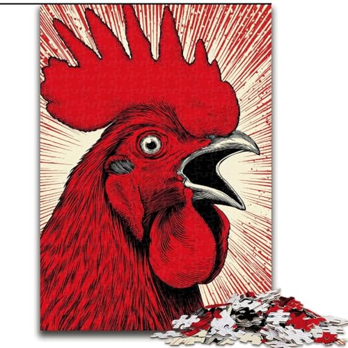 Puzzle für Erwachsene, 1000 Teile, Roter Hahn, Spiele, Spielzeug, Geschenk, einzigartige Geburtstags- und Geschenkideen für Kinder ab 14 Jahren (Größe 50x75cm) von MrChunlong