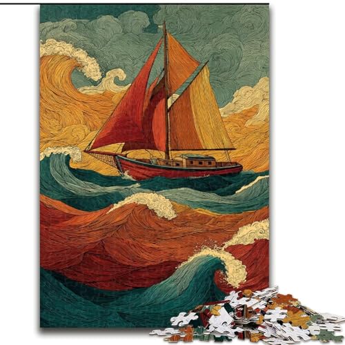Puzzle für Erwachsene, 1000 Teile, Schiff, das auf dem Meer segelt, Spielzeug, Lernspiele, Stressabbau, Eltern-Kind-Interaktion (Größe 50x75cm) von MrChunlong