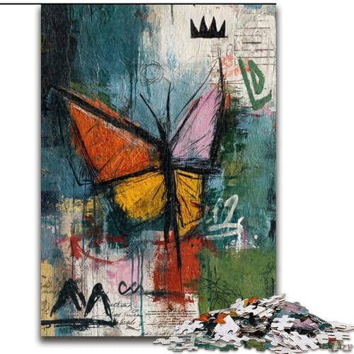 Puzzle für Erwachsene, 1000 Teile, Schmetterling im Basquiat-Stil, Spielzeug, Lernspiele, Stressabbau, Eltern-Kind-Interaktion (Größe 50x75cm) von MrChunlong