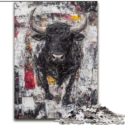 Puzzle für Erwachsene, 1000 Teile, Schwarzgold-Bulle, anspruchsvolles Spiel und Familienspiel mit vollständig ineinandergreifenden, zufällig geformten Teilen (Größe 26x38cm) von MrChunlong