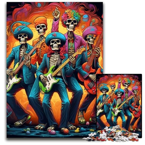 Puzzle für Erwachsene, 1000 Teile, Skelett spielt Gitarre, Puzzle für Erwachsene, hochschwieriges Denkspiel für Jugendliche, 26x38cm/10,23x14,96 Zoll Puzzle für Erwachsene, 1000 Teile, Skelett spielt Gitarre, Puzzle für Erwachsene, hochschwieriges Denkspiel für Jugendliche, 26x38cm/10,23x14,96 Zoll von MrChunlong