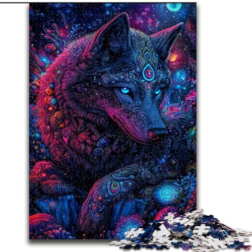 Puzzle für Erwachsene, 1000 Teile, Tier-Wolf-Kunst, Familienspiel, Stressabbau, schwierige Herausforderung, stärkt die Liebe zwischen Paaren (Größe 50x75cm) von MrChunlong