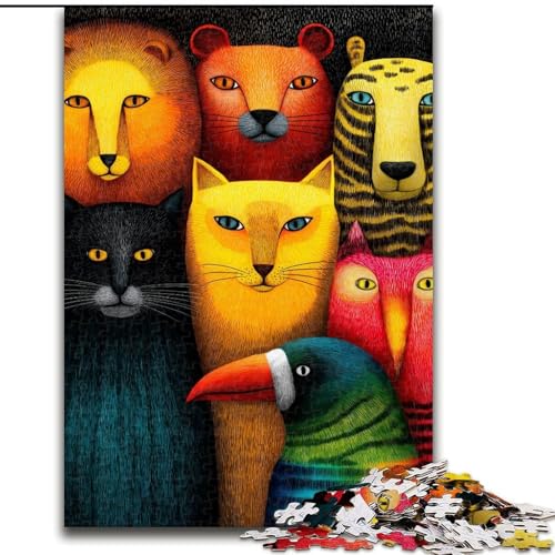 Puzzle für Erwachsene, 1000 Teile, Tierwelt, anspruchsvolles Spiel und Familienspiel mit vollständig ineinandergreifenden, zufällig geformten Teilen (Größe 26x38cm) von MrChunlong