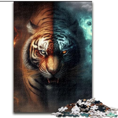 Puzzle für Erwachsene, 1000 Teile, Tiger Fire Puzzle aus Pappe, anspruchsvolles Denkspiel für Teenager und Familien, 1000 Teile(26x38cm) von MrChunlong