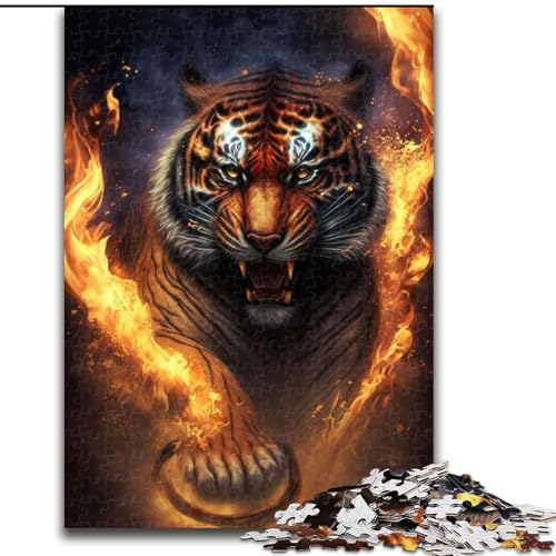 Puzzle für Erwachsene, 1000 Teile, Tiger Fire Puzzle aus Pappe, anspruchsvolles Denkspiel für Teenager und Familien, 1000 Teile(26x38cm) von MrChunlong