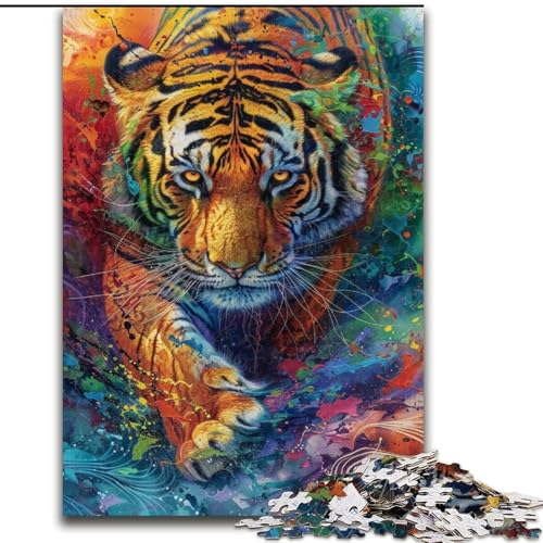 Puzzle für Erwachsene, 1000 Teile, Tiger-Ölgemälde, Spiele, Spielzeug, Geschenk, einzigartige Geburtstags- und Geschenkideen für Kinder ab 14 Jahren (Größe 50x75cm) von MrChunlong