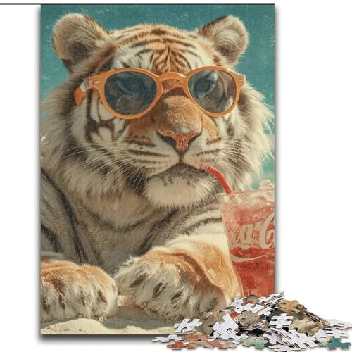 Puzzle für Erwachsene, 1000 Teile, Tiger im Urlaub, Familienunterhaltungsspielzeug, ganze Familie, ab 14 Jahren (Größe 26x38cm) von MrChunlong