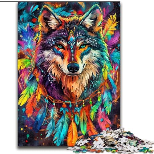 Puzzle für Erwachsene, 1000 Teile, Traumfänger-Wolf, Spiele, Spielzeug, Geschenk, einzigartige Geburtstags- und Geschenkideen für Kinder ab 14 Jahren (Größe 50x75cm) von MrChunlong
