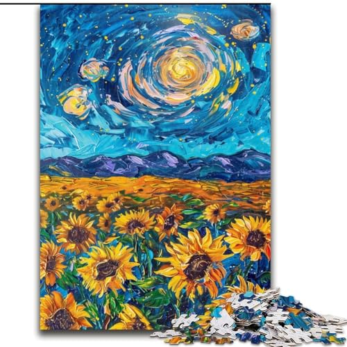 Puzzle für Erwachsene, 1000 Teile, Van Gogh, Sonnenblumen bei Nacht, Spielzeug, Lernspiele, Stressabbau, Eltern-Kind-Interaktion (Größe 50x75cm) von MrChunlong
