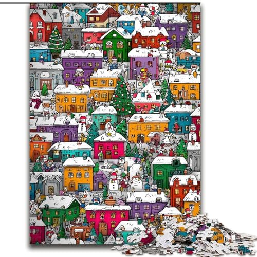 Puzzle für Erwachsene, 1000 Teile, Weihnachtsstil, anspruchsvolles Spiel und Familienspiel mit vollständig ineinandergreifenden, zufällig geformten Teilen (Größe 26x38cm) von MrChunlong