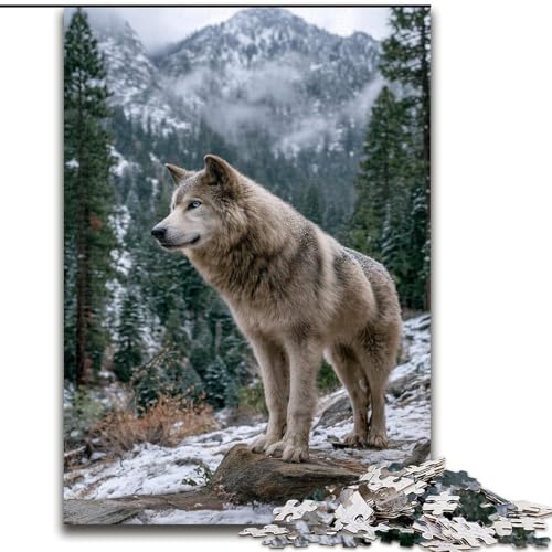 Puzzle für Erwachsene, 1000 Teile, Wolf im Schnee, anspruchsvolles Spiel und Familienspiel mit vollständig ineinandergreifenden, zufällig geformten Teilen (Größe 26x38cm) von MrChunlong