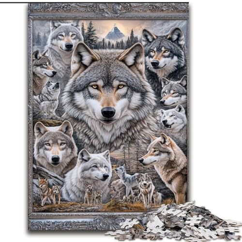 Puzzle für Erwachsene, 1000 Teile, Wolfscollage, Familienunterhaltungsspielzeug, ganze Familie, ab 14 Jahren (Größe 50x75cm) von MrChunlong