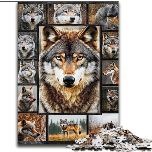 Puzzle für Erwachsene, 1000 Teile, Wolfscollage, Familienunterhaltungsspielzeug, ganze Familie, ab 14 Jahren (Größe 50x75cm) von MrChunlong