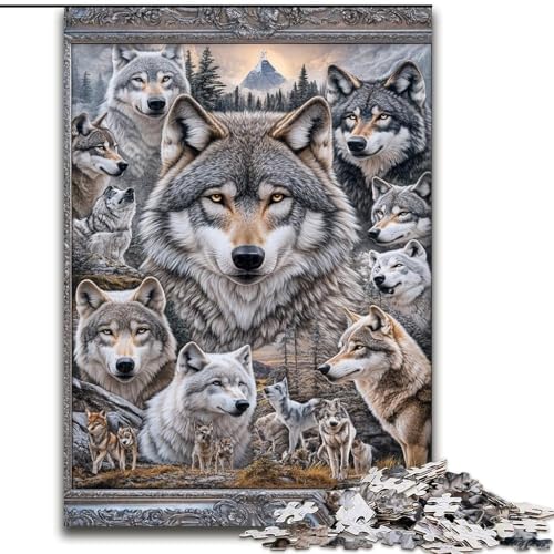 Puzzle für Erwachsene, 1000 Teile, Wolfscollage, Spielzeug, Lernspiele, Stressabbau, Eltern-Kind-Interaktion (Größe 26x38cm) von MrChunlong