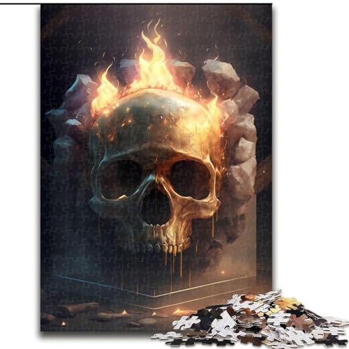 Puzzle für Erwachsene, 1000 Teile, brennender Eisschädel, aus Pappe, Geburtstage, Weihnachten, Halloween, Erntedankfest, Ostern, 1000 Teile(26x38cm) von MrChunlong