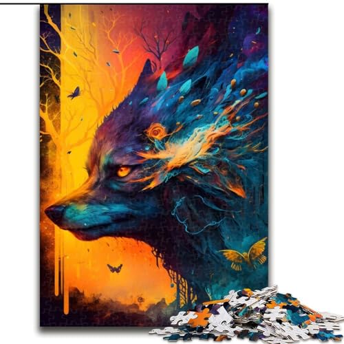 Puzzle für Erwachsene, 1000 Teile, bunter Albtraumwolf aus Holz, Spielzeug, Geschenk, pädagogisches, intellektuelles, entspannendes Familienspiel, 50x75cm, für interaktives Familienspiel von MrChunlong