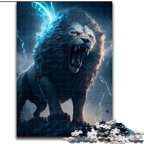 Puzzle für Erwachsene, 1000 Teile, farbenfrohe Löwenkunst aus Holz, einzigartige DIY-Heimdekoration, Geschenkidee, 50x75cm, Geburtstagsfeier für Männer und Frauen von MrChunlong