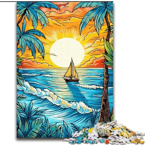 Puzzle für Erwachsene, 1000 Teile, farbenfrohe Strandkunst aus Holz, Spielzeug, Geschenk, pädagogisches, intellektuelles, entspannendes Familienspiel, 50x75cm, für interaktives Familienspiel von MrChunlong