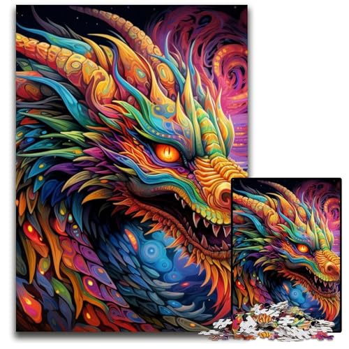 Puzzle für Erwachsene, 1000 Teile, farbenfrohes Drachen-Kunst-Puzzle für Erwachsene, hochschwieriges Denkspiel für Jugendliche, 26x38cm/10,23x14,96 Zoll Puzzle für Erwachsene, 1000 Teile, farbenfrohes Drachen-Kunst-Puzzle für Erwachsene, hochschwieriges Denkspiel für Jugendliche, 26x38cm/10,23x14,96 Zoll von MrChunlong