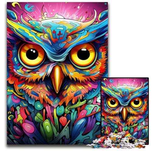 Puzzle für Erwachsene, 1000 Teile, farbenfrohes Eulen-Kunst-Puzzle für Erwachsene, hochschwieriges Denkspiel für Jugendliche, 50x75cm/19,68x29,52 Zoll Puzzle für Erwachsene, 1000 Teile, farbenfrohes Eulen-Kunst-Puzzle für Erwachsene, hochschwieriges Denkspiel für Jugendliche, 50x75cm/19,68x29,52 Zoll von MrChunlong