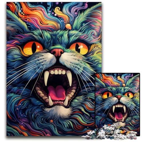 Puzzle für Erwachsene, 1000 Teile, farbenfrohes Katzen-Kunst-Puzzle für Erwachsene, hochschwieriges Denkspiel für Jugendliche, 26x38cm/10,23x14,96 Zoll Puzzle für Erwachsene, 1000 Teile, farbenfrohes Katzen-Kunst-Puzzle für Erwachsene, hochschwieriges Denkspiel für Jugendliche, 26x38cm/10,23x14,96 Zoll von MrChunlong