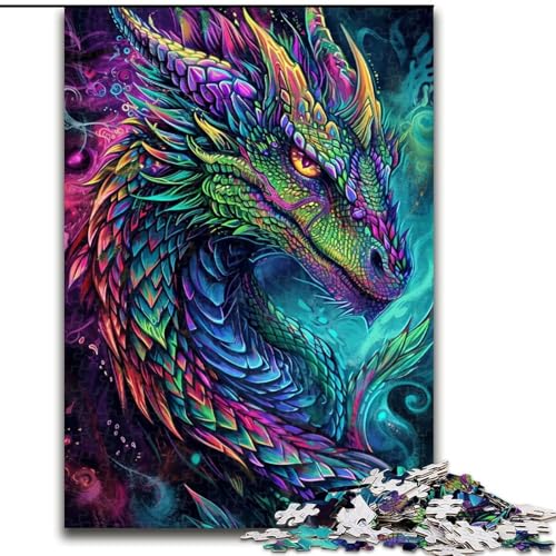 Puzzle für Erwachsene, 1000 Teile, geheimnisvoller Drache, anspruchsvolles Spiel und Familienspiel mit vollständig ineinandergreifenden, zufällig geformten Teilen (Größe 50x75cm) von MrChunlong