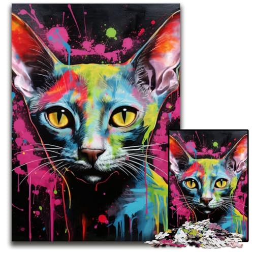 Puzzle für Erwachsene, 1000 Teile, haarlose Katze, Kunst-Graffiti-Puzzle für Erwachsene, hochschwieriges Denkspiel für Jugendliche, 26x38cm/10,23x14,96 Zoll Puzzle für Erwachsene, 1000 Teile, haarlose Katze, Kunst-Graffiti-Puzzle für Erwachsene, hochschwieriges Denkspiel für Jugendliche, 26x38cm/10,23x14,96 Zoll von MrChunlong