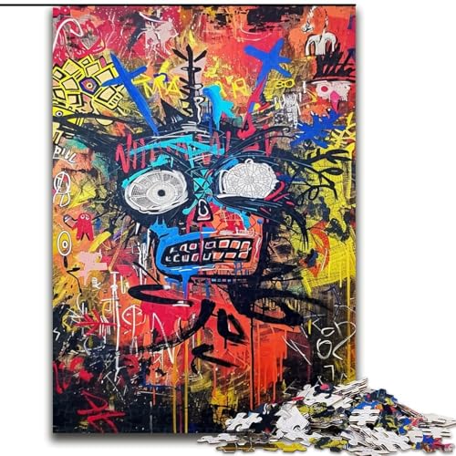 Puzzle für Erwachsene, 1000 Teile, im Basquiat-Stil, anspruchsvolles Spiel und Familienspiel mit vollständig ineinandergreifenden, zufällig geformten Teilen (Größe 26x38cm) von MrChunlong