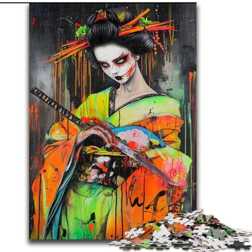 Puzzle für Erwachsene, 1000 Teile, japanische Geisha, anspruchsvolles Spiel und Familienspiel mit vollständig ineinandergreifenden, zufällig geformten Teilen (Größe 26x38cm) von MrChunlong