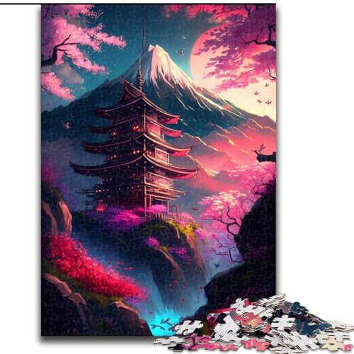 Puzzle für Erwachsene, 1000 Teile, japanischer Tempel, aus Holz, für Teenager und Familienspaß – DIY-Denkspiel, Geschenk, 1000 Teile(50x75cm) von MrChunlong