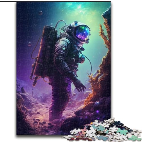Puzzle für Erwachsene, 1000 Teile, lila Astronauten-Puzzle aus Holz, anspruchsvolles Denkspiel für Teenager und Familien, 1000 Teile(50x75cm) von MrChunlong