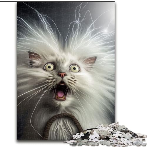 Puzzle für Erwachsene, 1000 Teile, lustiges Katzen-Schock-Puzzle aus Pappe, interaktives Familienspiel, Heimdekoration zum Selbermachen, anspruchsvolles Denksport-Geschenk, 1000 Teile(26x38cm) von MrChunlong